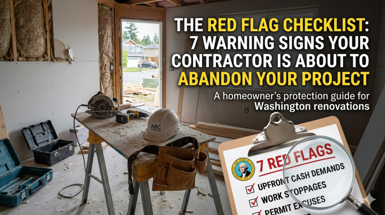 Homeowner inspection checklist showing red flags for contractor abandonment during a renovation project.