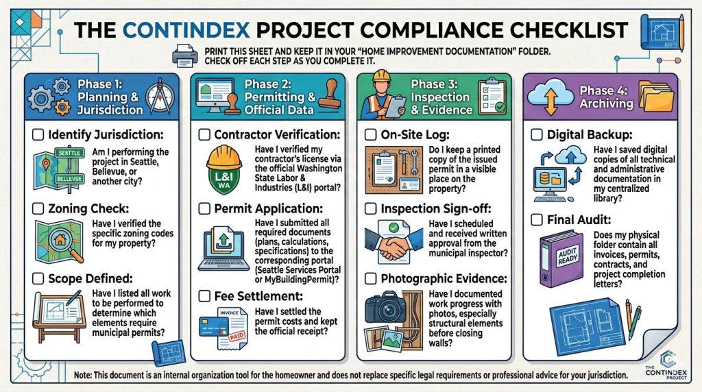 Building permits in Washington: Comparison of the permit processes in Seattle and Bellevue, featuring the Seattle skyline and Bellevue City Hall.